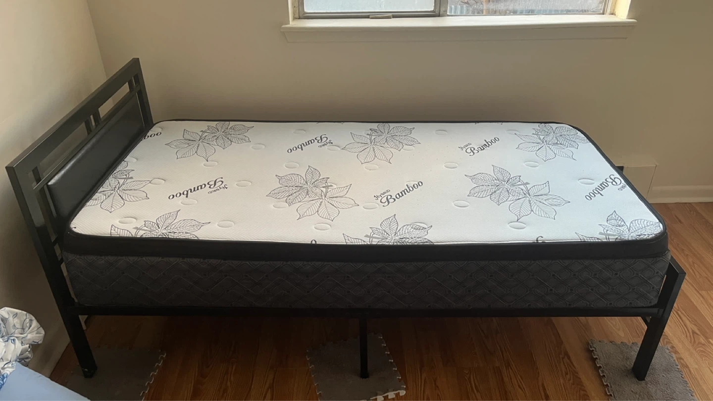 Mattress and twin metal bed