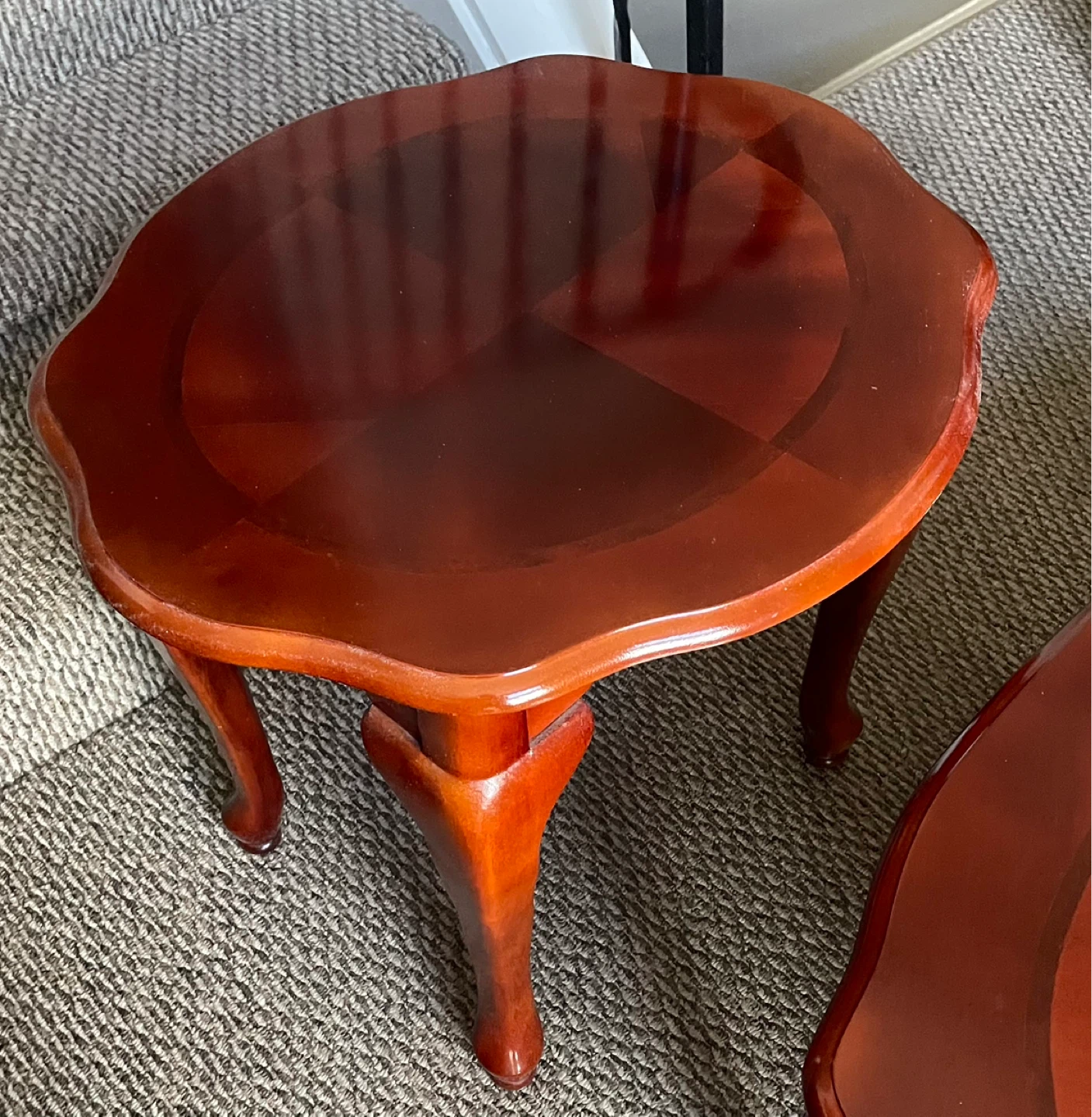 Set of 3 Cherry Wood Accent Coffee Table & 2 End Tables - photo 3