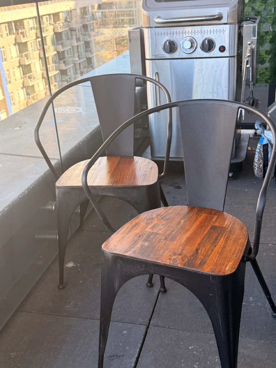 Set of 4 Metal and Wood Chairs - photo 4