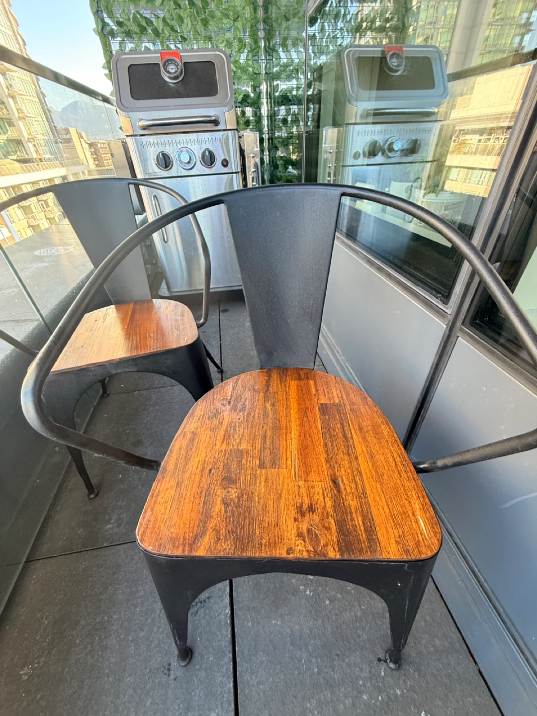 Set of 4 Metal and Wood Chairs - photo 3