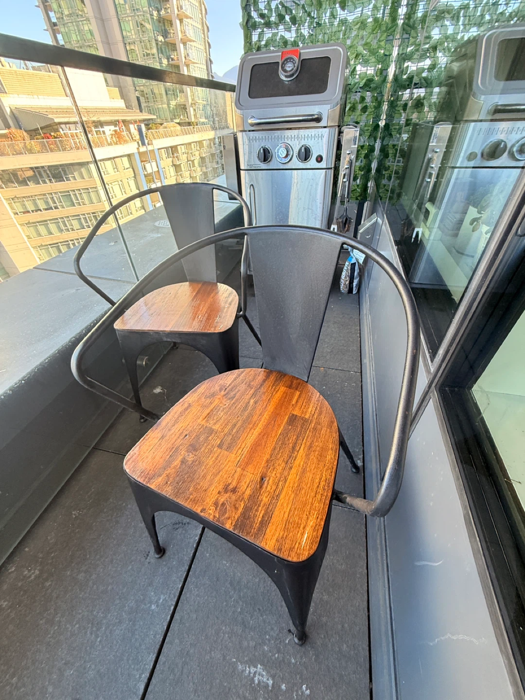 Set of 4 Metal and Wood Chairs - photo 2