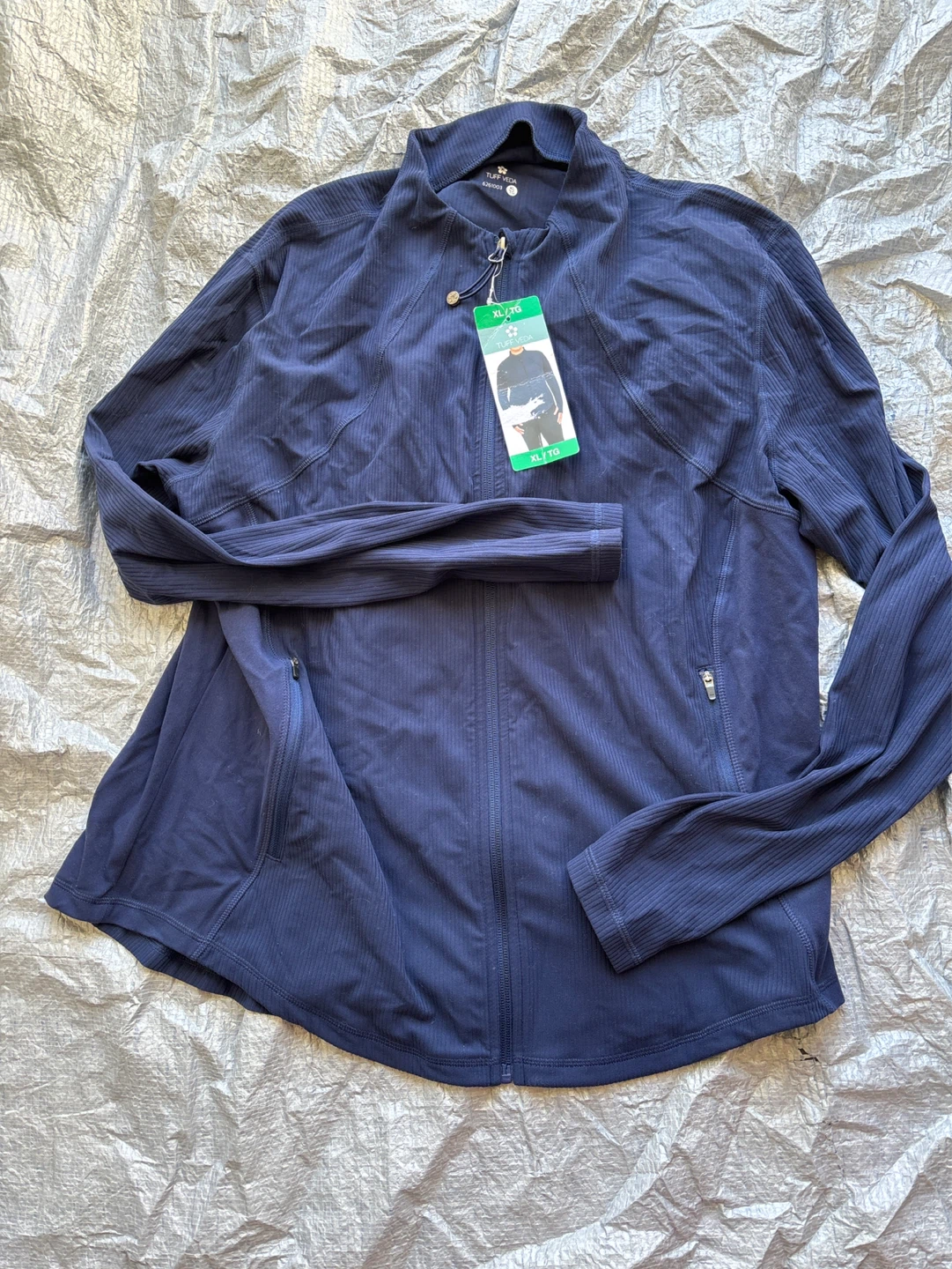 Tuff Veda Zip-Up Pullover Top XL Navy Blue