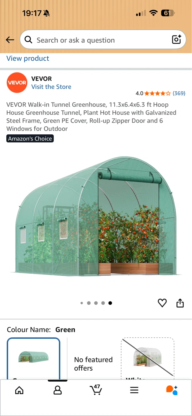 VEVOR Walk-in Tunnel Greenhouse 9.6x6.4x6.2 ft Green - photo 2