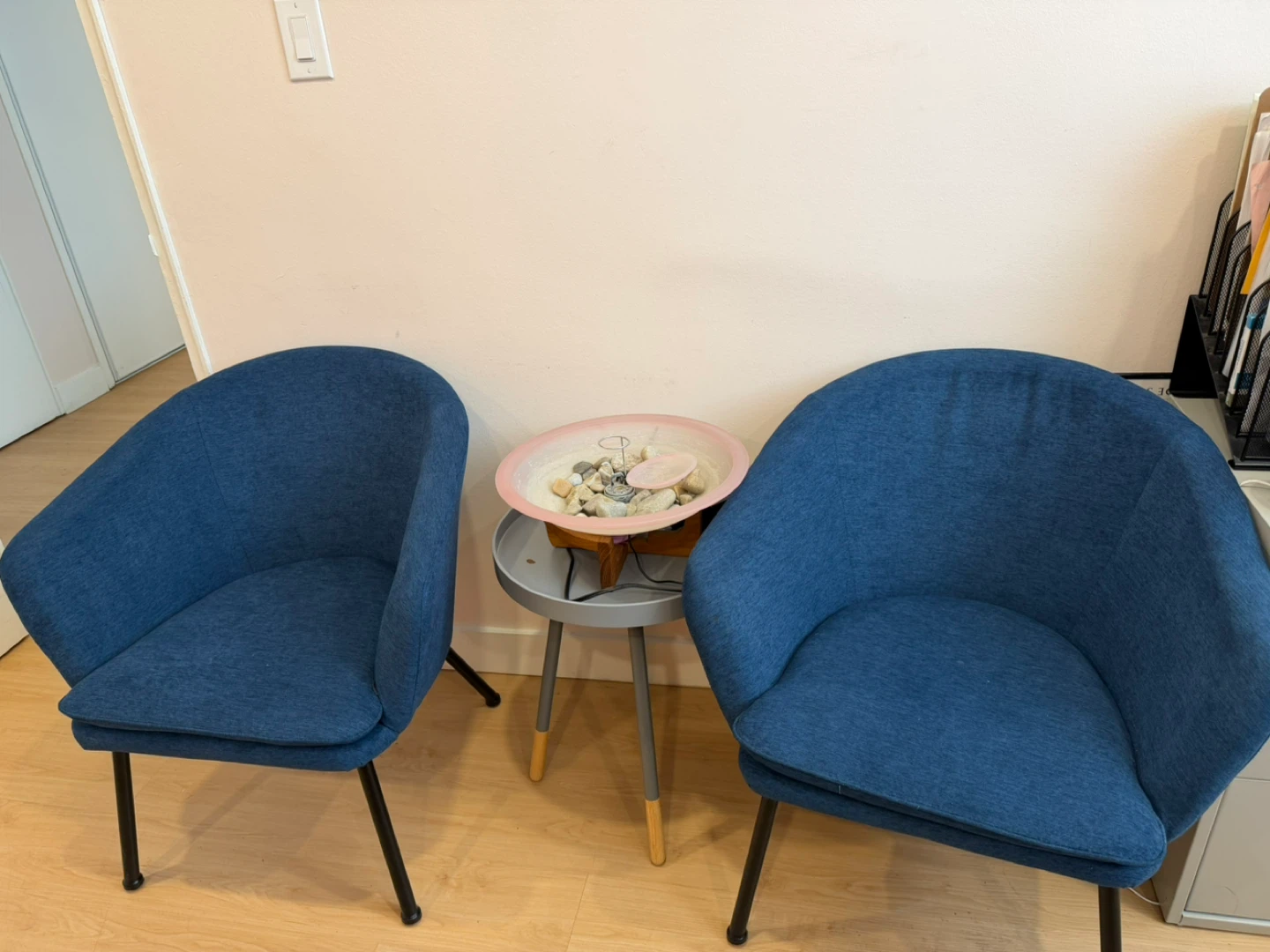 2 Homy Casa Blue Fabric Accent Barrel Chair