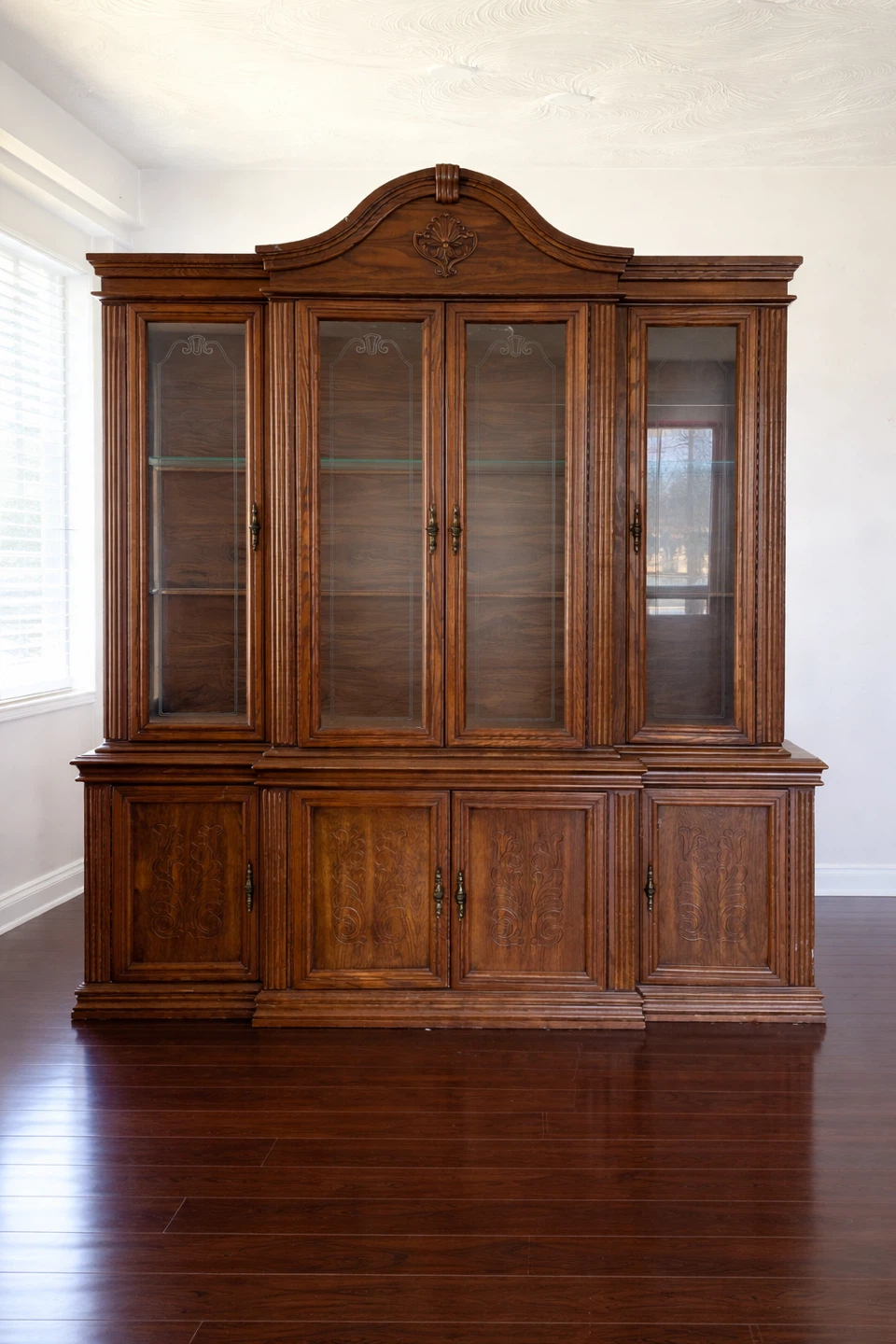 Vintage Wooden China Cabinet Display Hutch