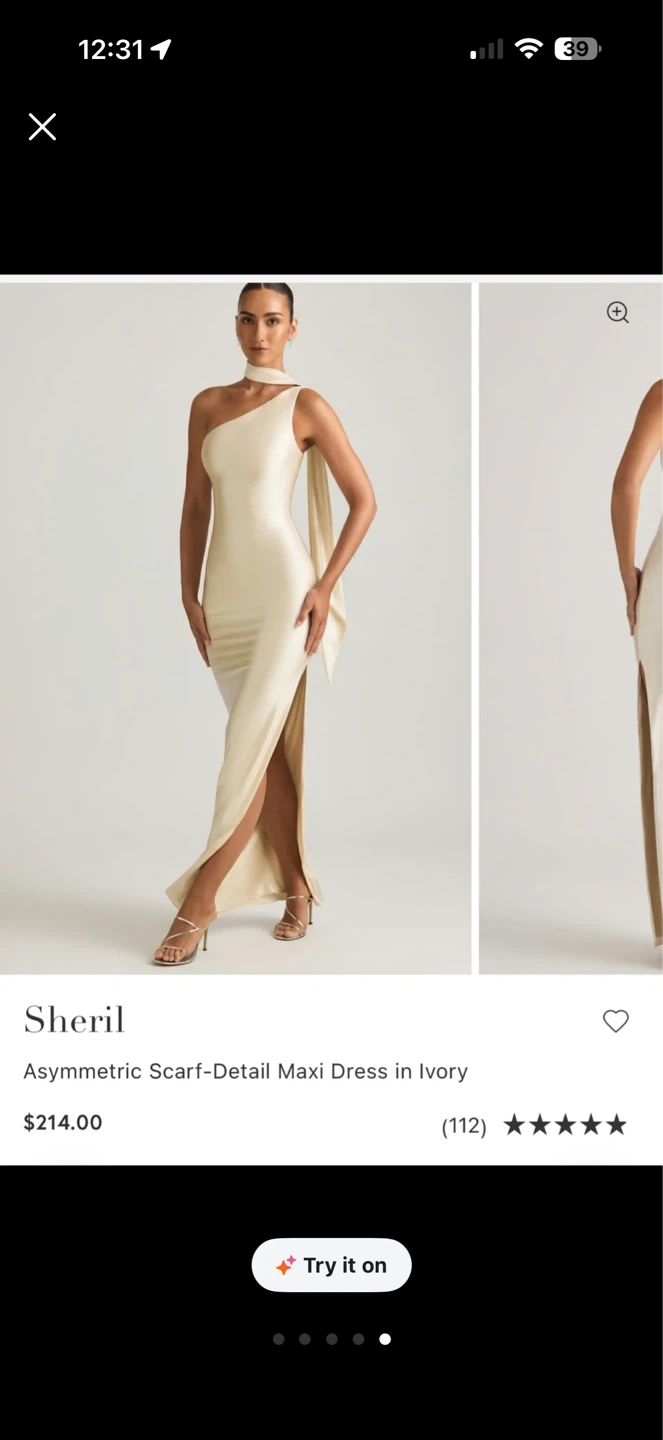 Oh Polly Asymmetric Scarf-Detail Maxi Dress in Ivory - photo 5