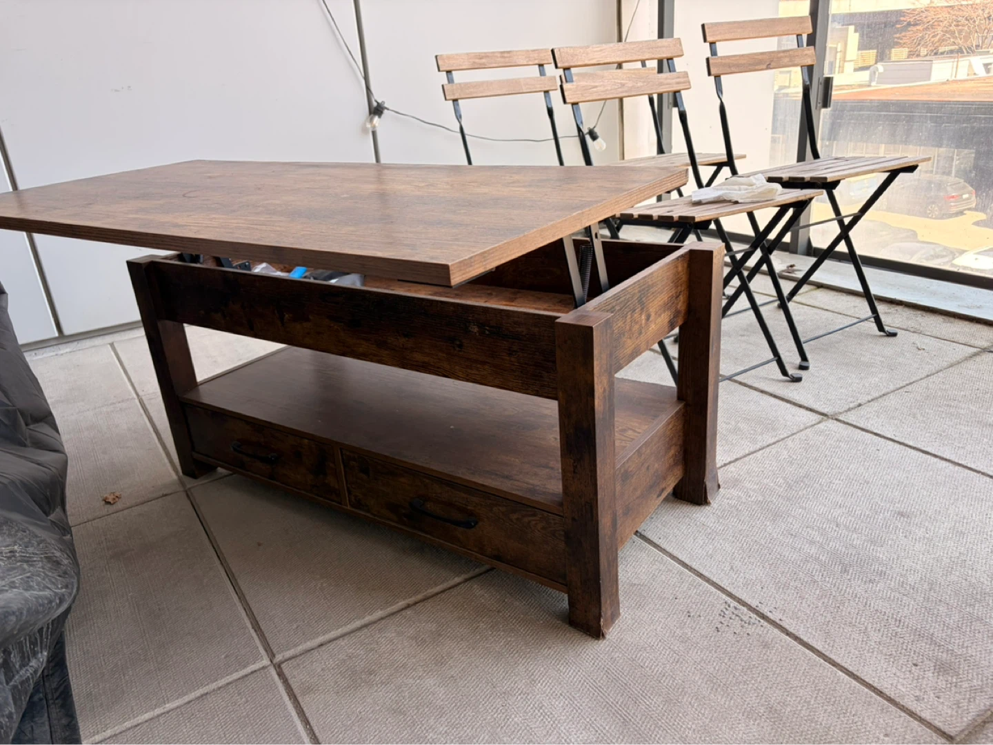 Lift-Top Coffee Table with Storage Drawers