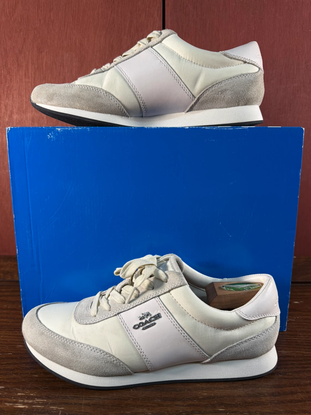 Coach Raelyn Runner Shoe Suede Chalk White Women's Size 9,5B