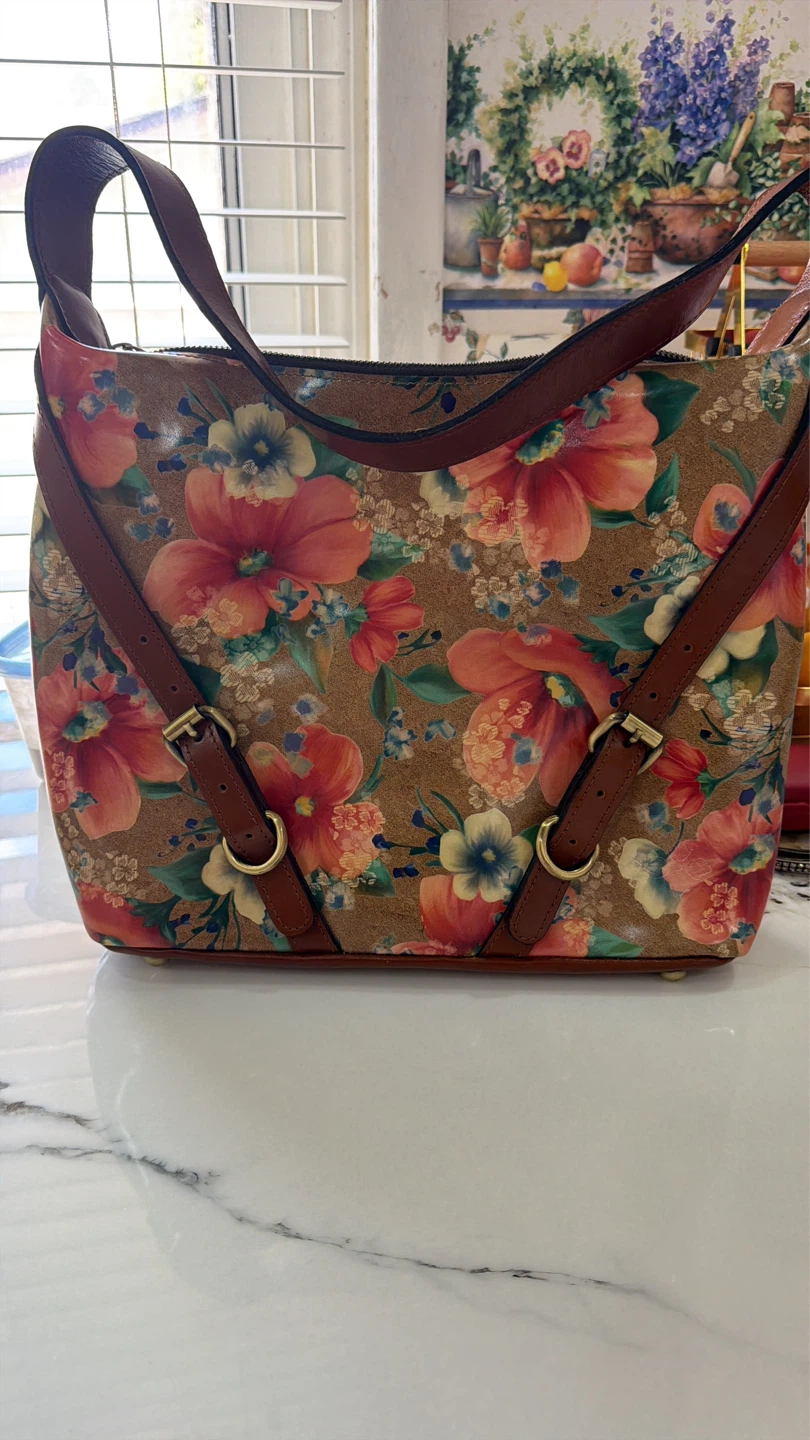 Patricia Nash Floral Print Leather Shoulder Bag