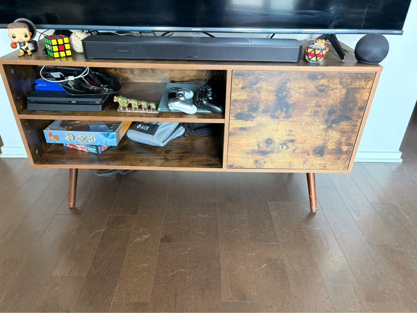 Rustic Wood TV Stand with Cabinet