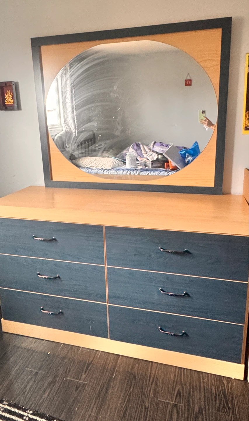 Six Drawer Dresser with Mirror