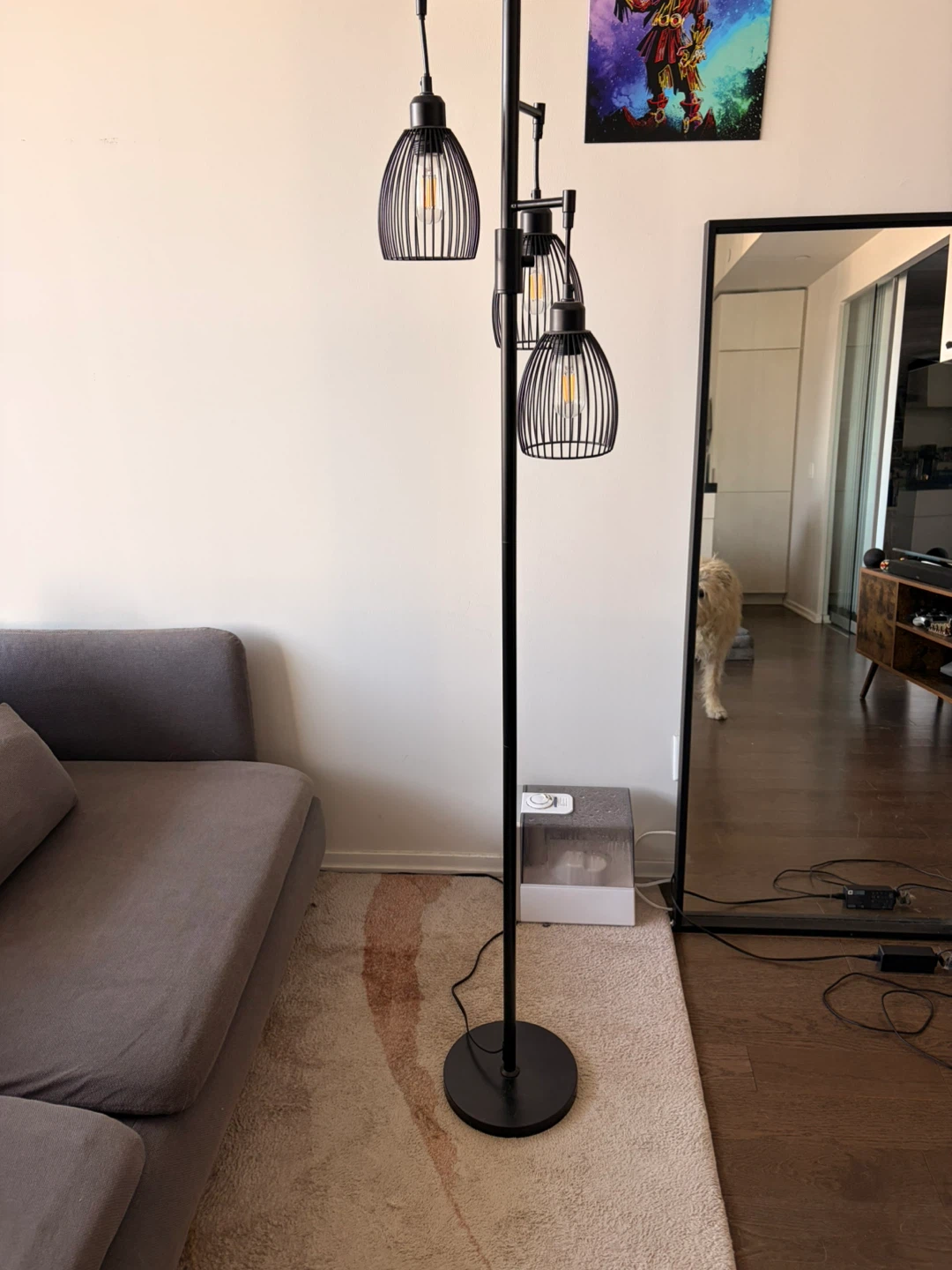 Black 3-Light Industrial Floor Lamp - photo 2