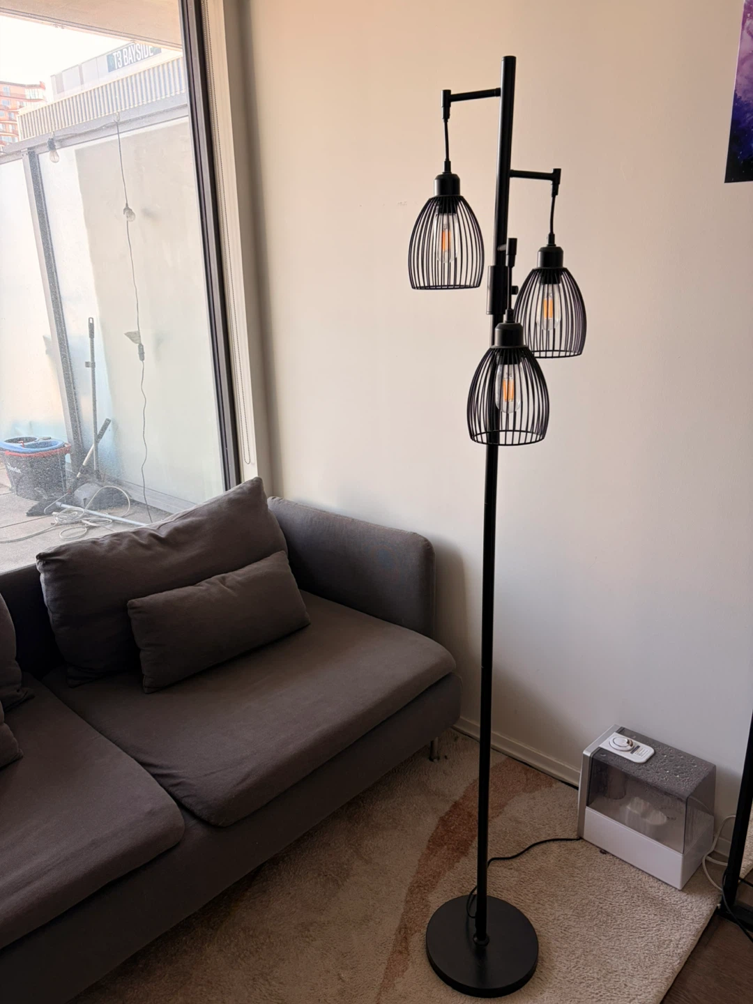 Black 3-Light Industrial Floor Lamp