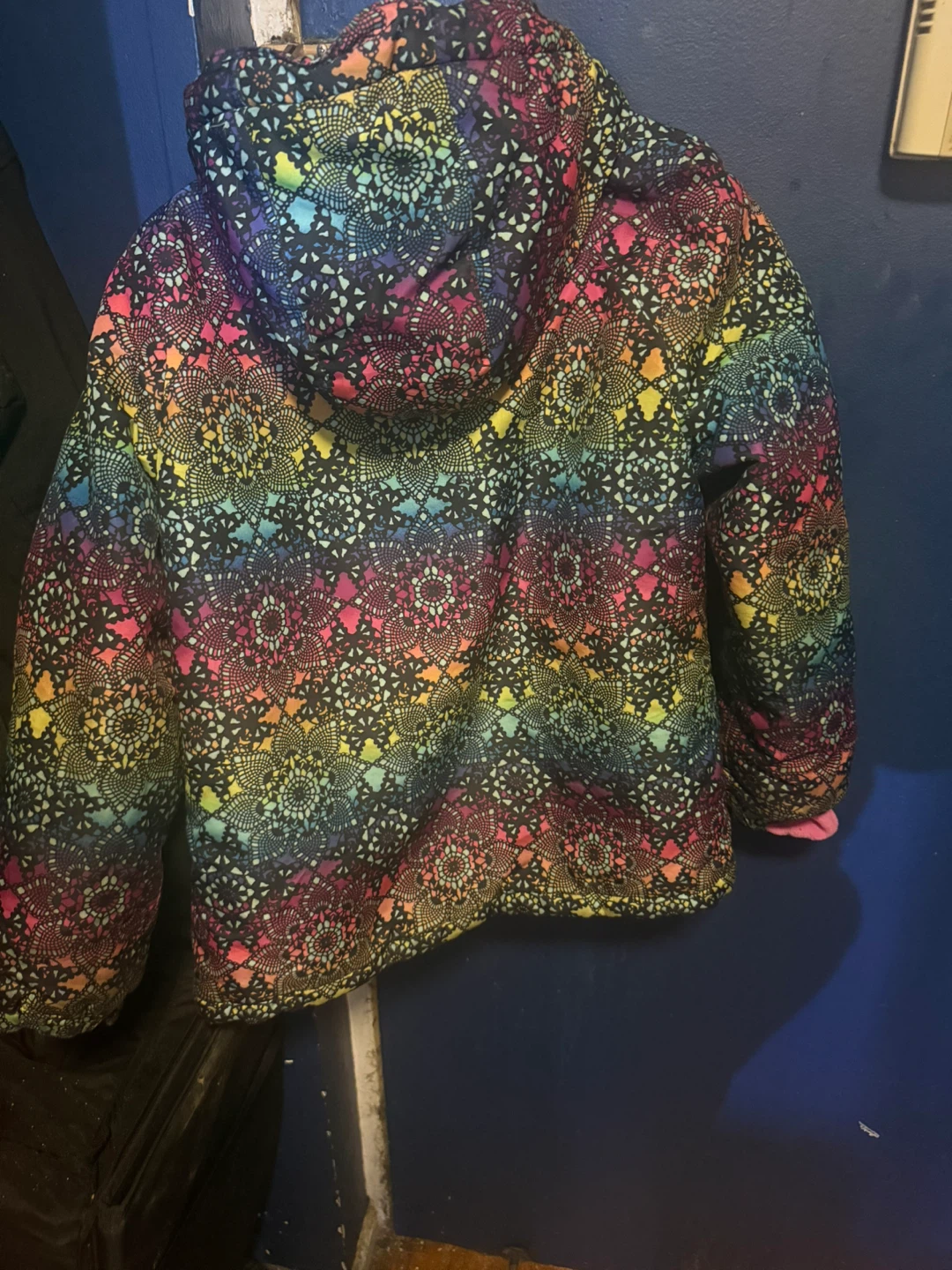 Girls' Reversible Hooded Jacket - Floral & Rainbow Print - photo 2