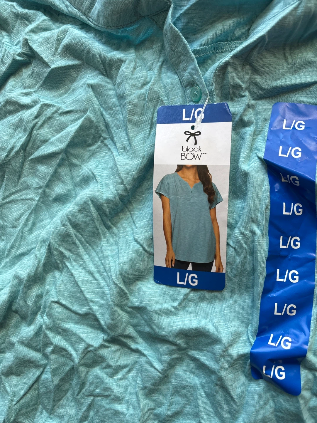 Black Bow T-Shirt - Size L/G - Light Blue - photo 2