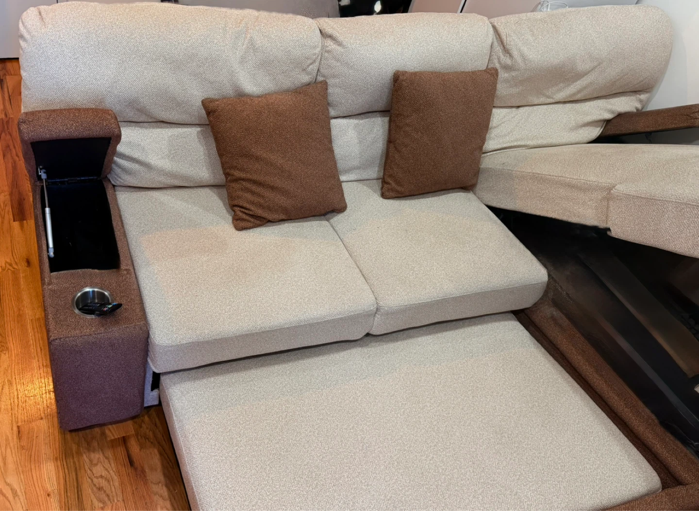 Sectional Sofa with Storage and Cup Holders