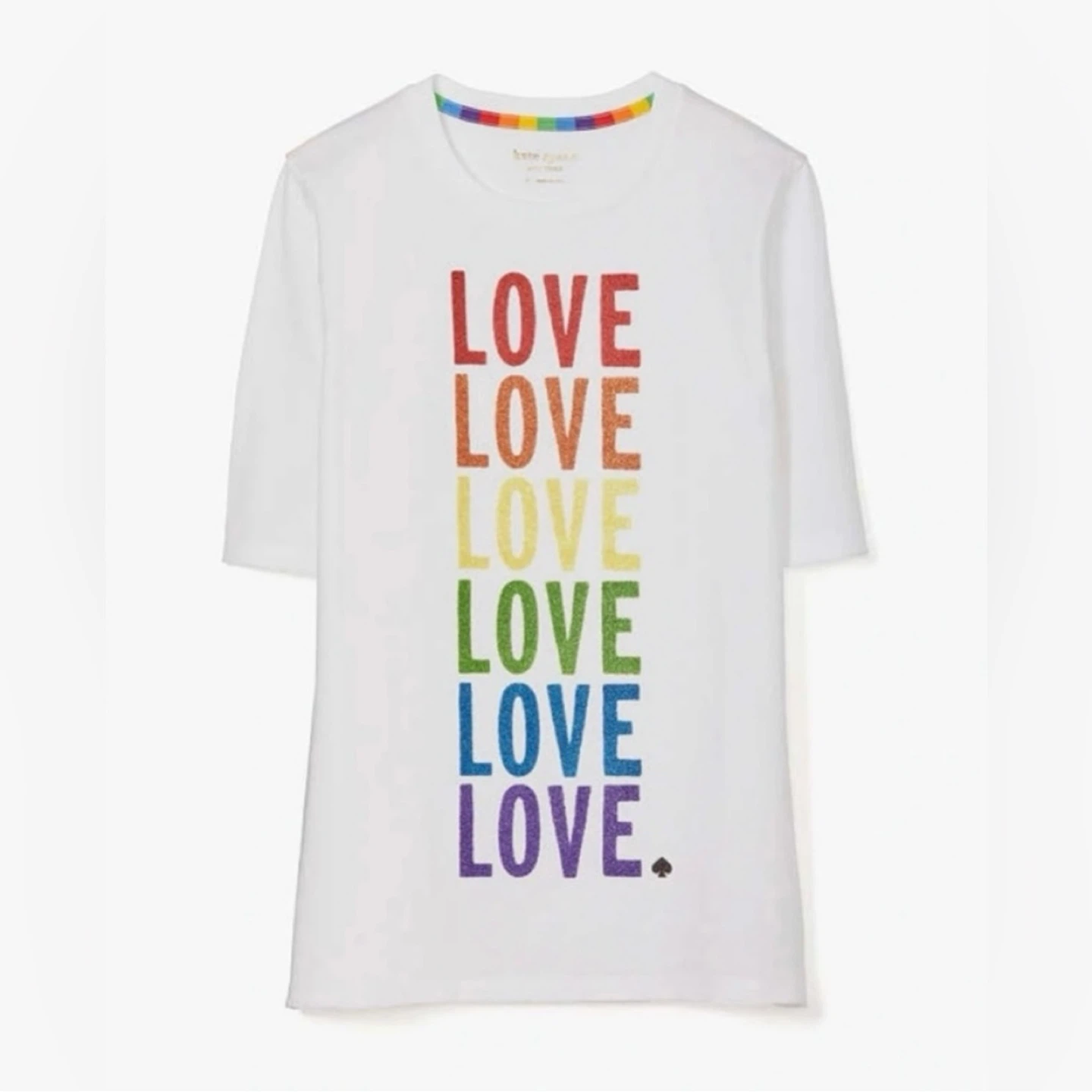 Kate Spade Pride Glitter Rainbow Love Cotton T-Shirt Size M - photo 4