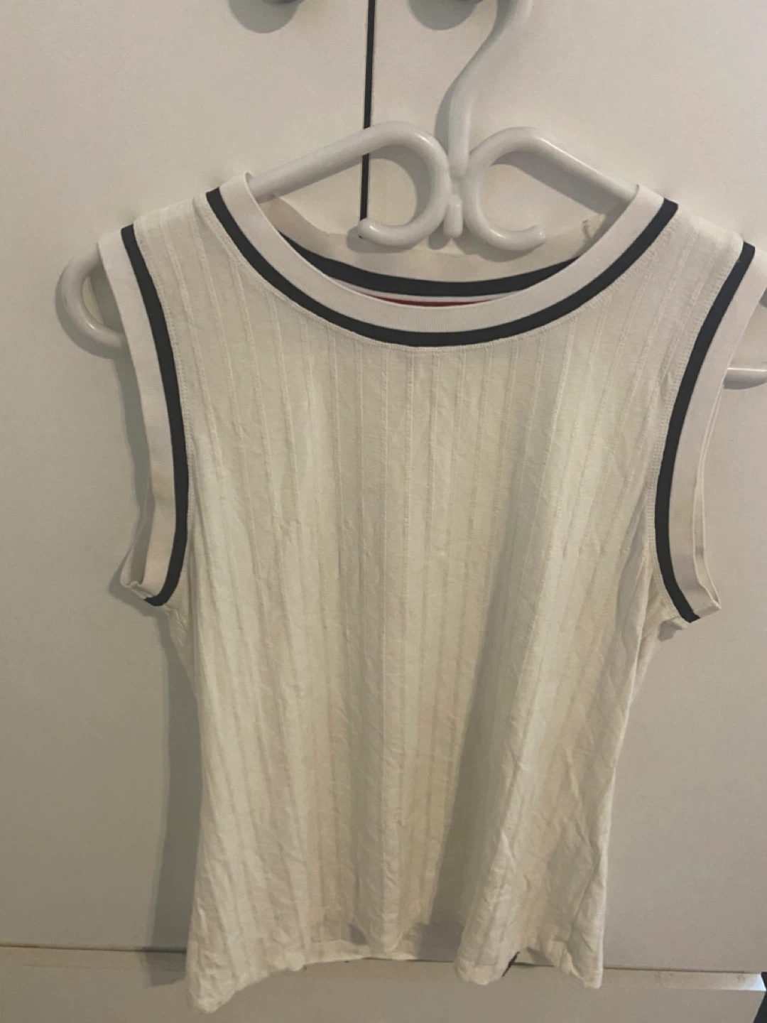 Tommy Hilfiger Cream Ribbed Sleeveless Top - Size S