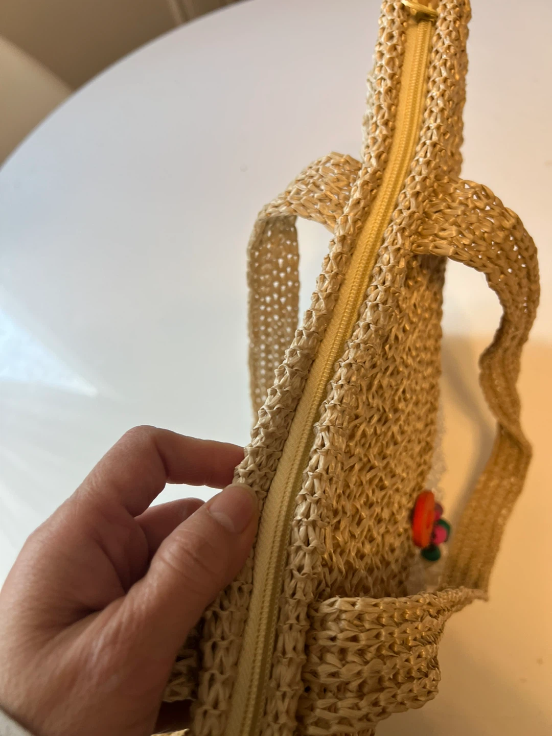 Straw Tote Bag with Floral Accent- New - photo 5