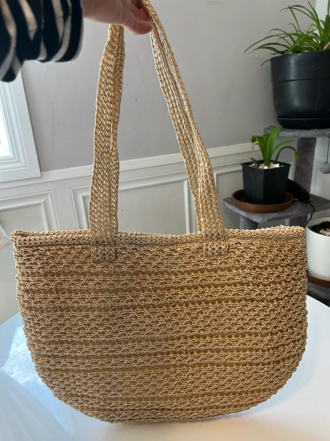Straw Tote Bag with Floral Accent- New - photo 3
