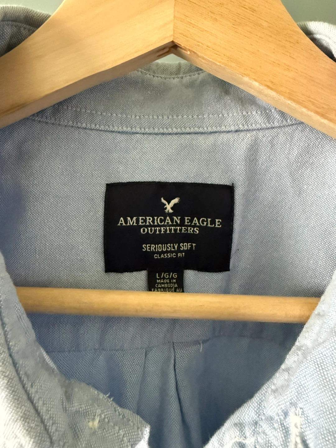 American Eagle Classic Fit Long Sleeve Shirt - Light Blue - L - photo 3