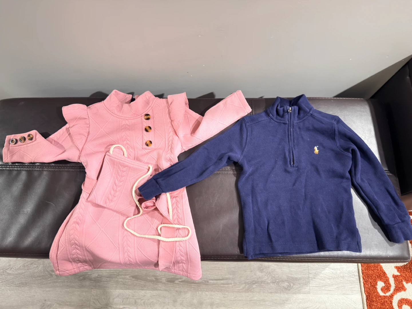 Ralph Lauren 1/4 Zip Pullover and Pink Dress Outfit