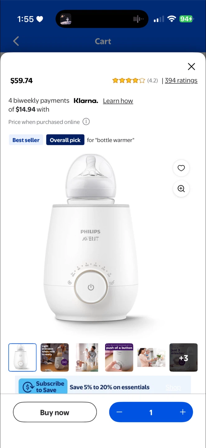 Philips Avent White Bottle Warmer