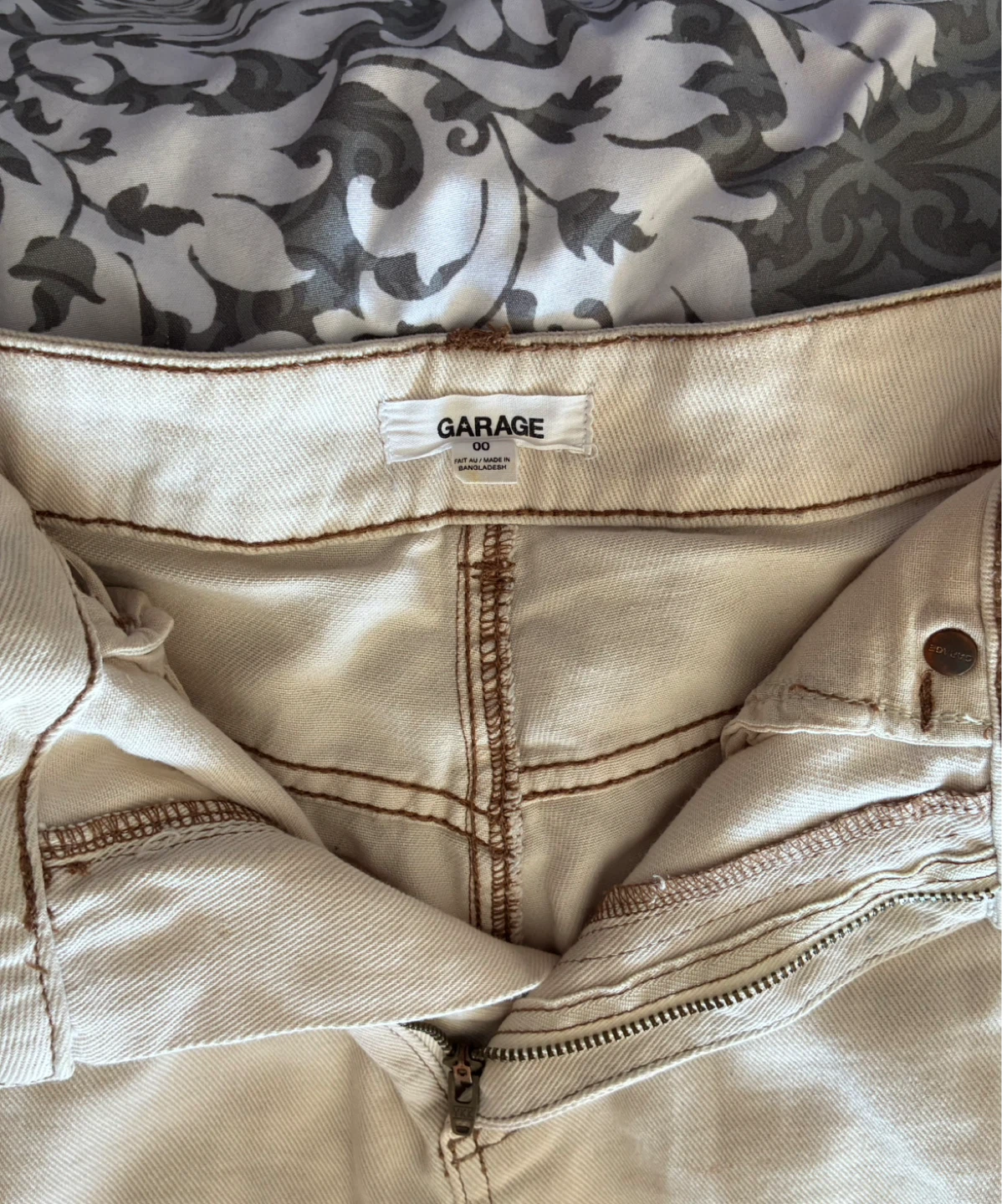 Garage Beige Wide Leg Jeans Size 00 - photo 3
