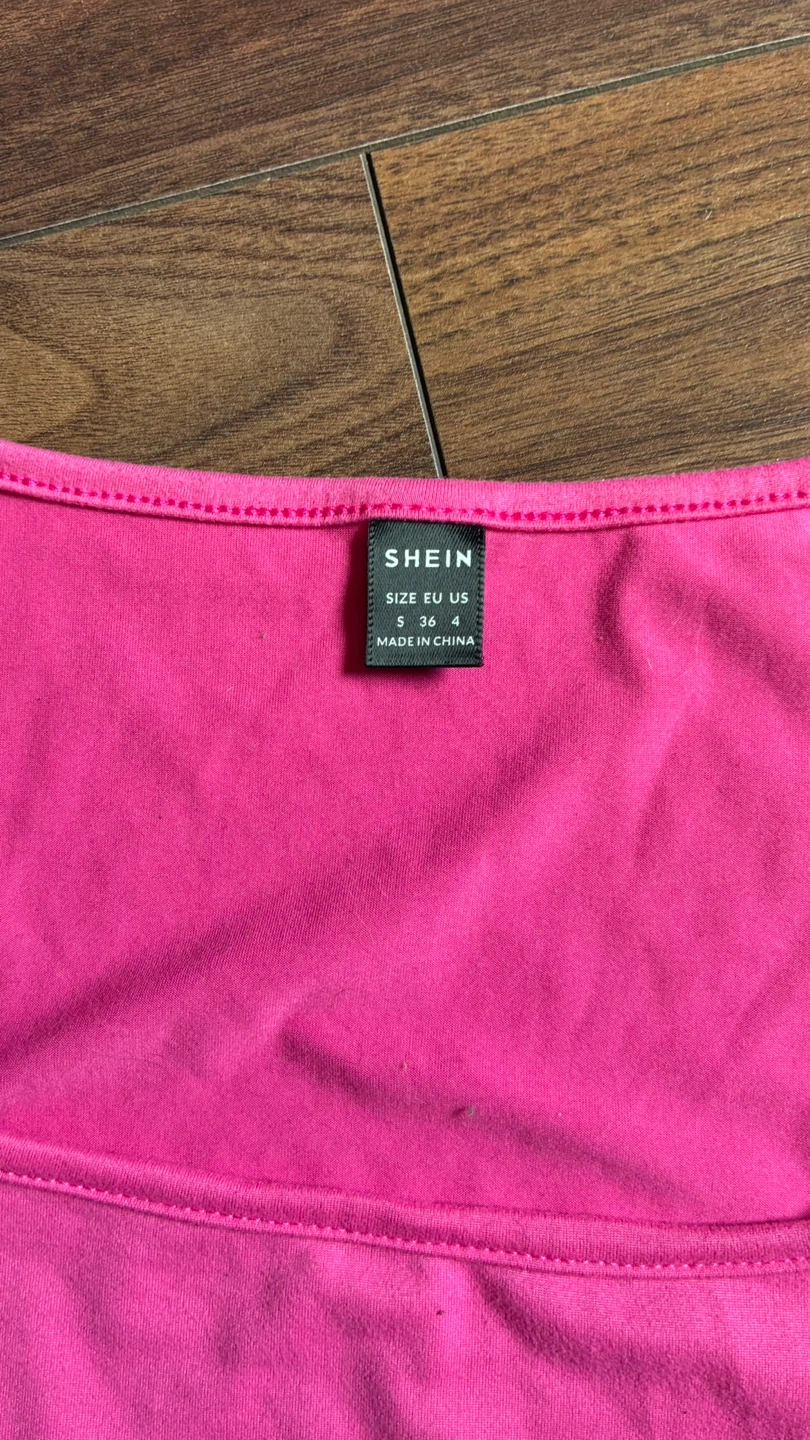 SHEIN Pink Square Neck T-Shirt - photo 2