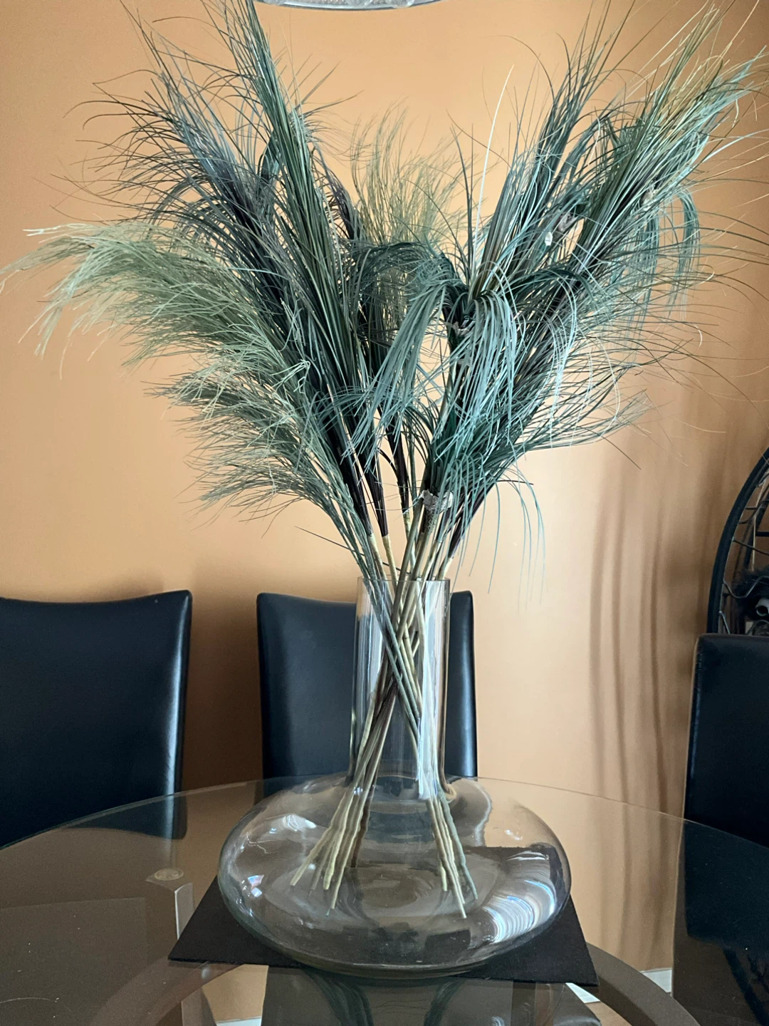 Large Clear Glass Trumpet Vase with Wide Base - photo 2
