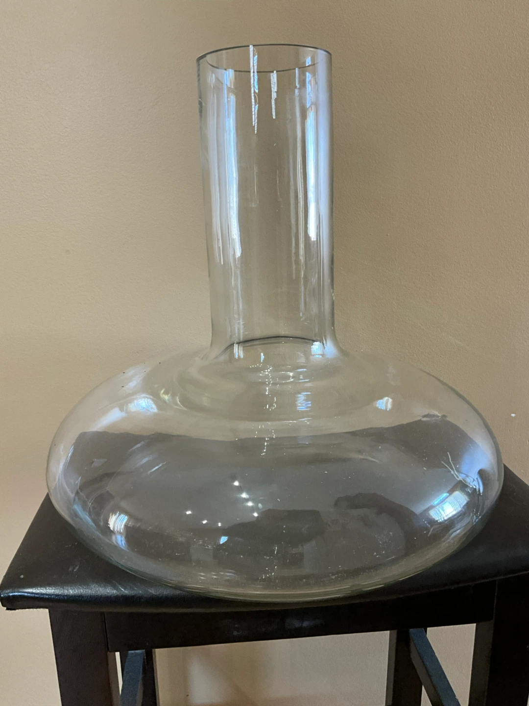 Large Clear Glass Trumpet Vase with Wide Base - photo 3