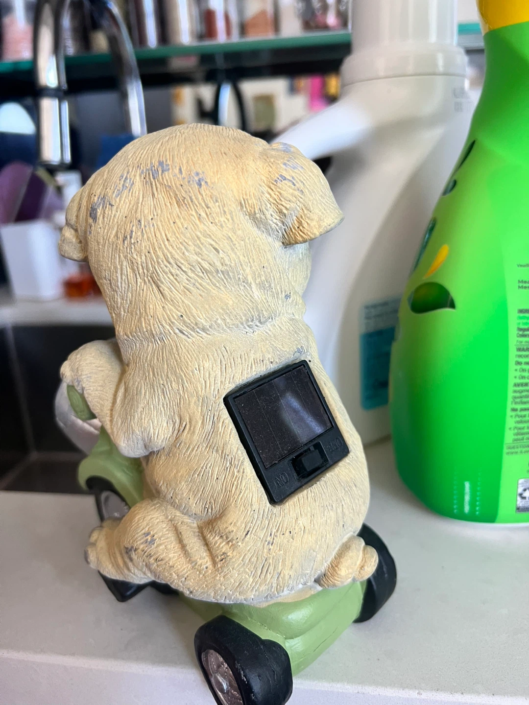 Solar Powered Pug on Scooter Garden Statue - photo 3