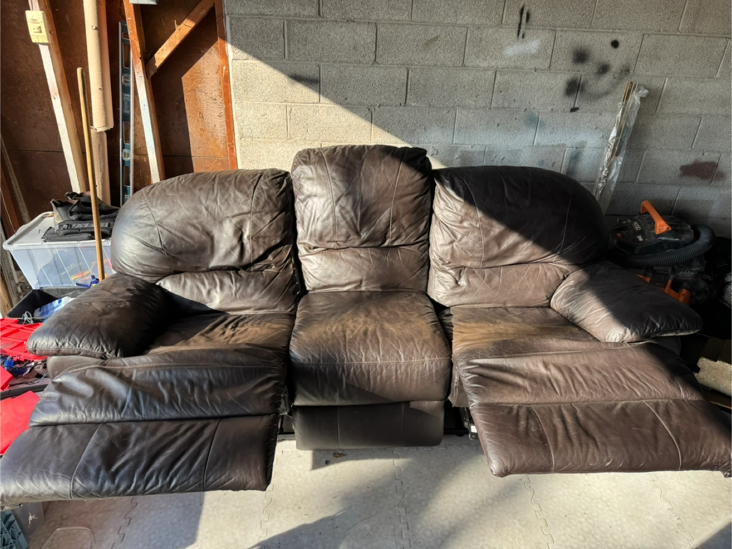 Brown Leather 3-Seater Reclining Sofa - photo 2