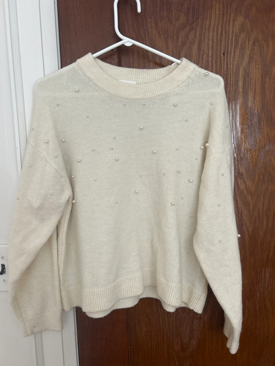 H&M Cream Pearl Detail Sweater