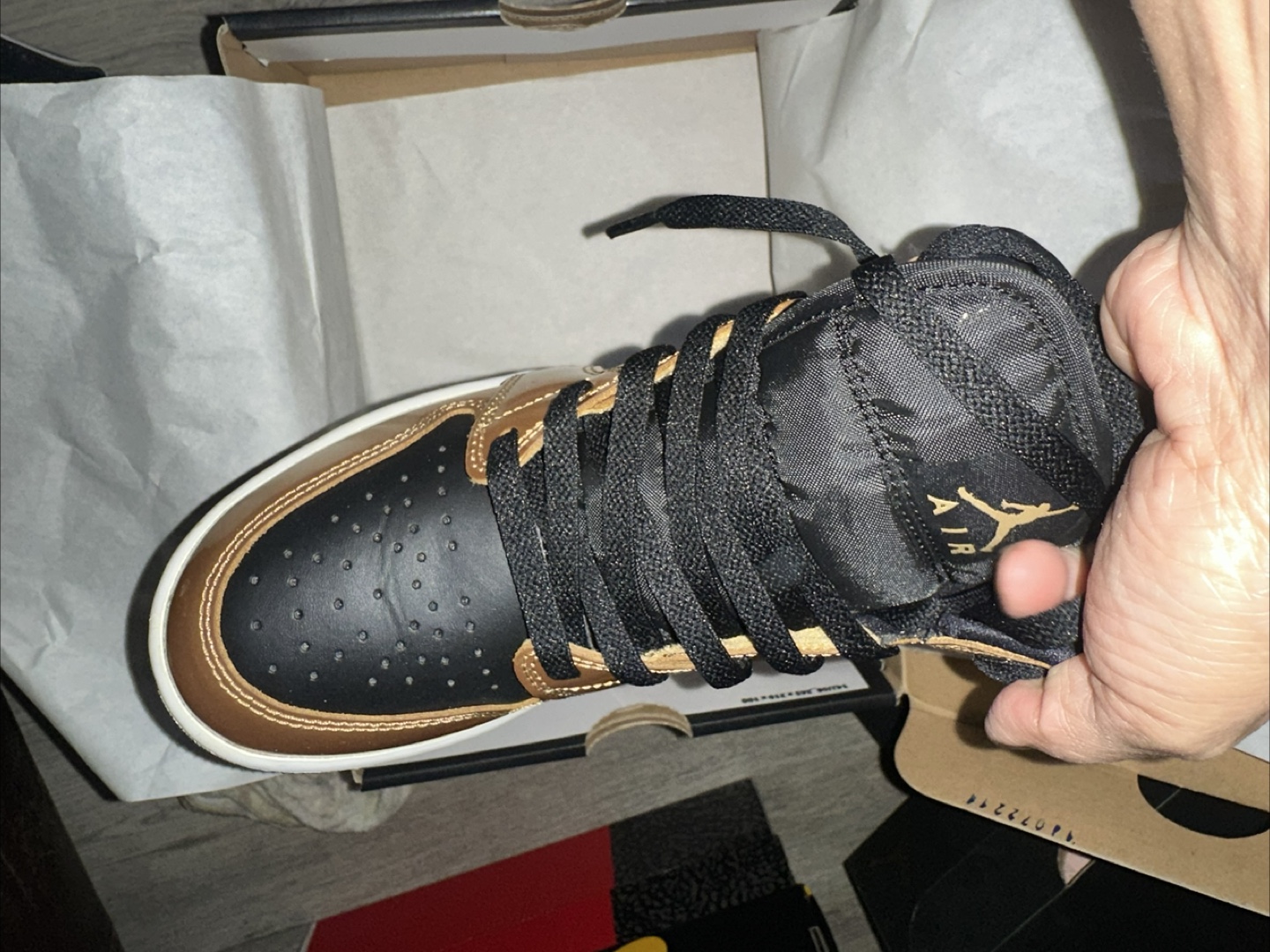 Nike Air Jordan 1 Mid Gold Black Sneakers - photo 2