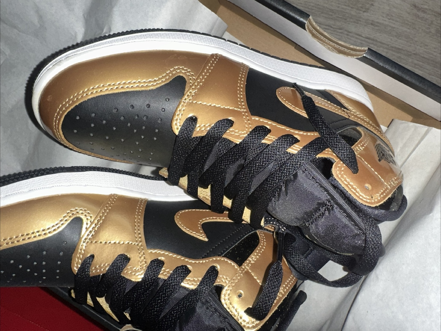 Nike Air Jordan 1 Mid Gold Black Sneakers - photo 5