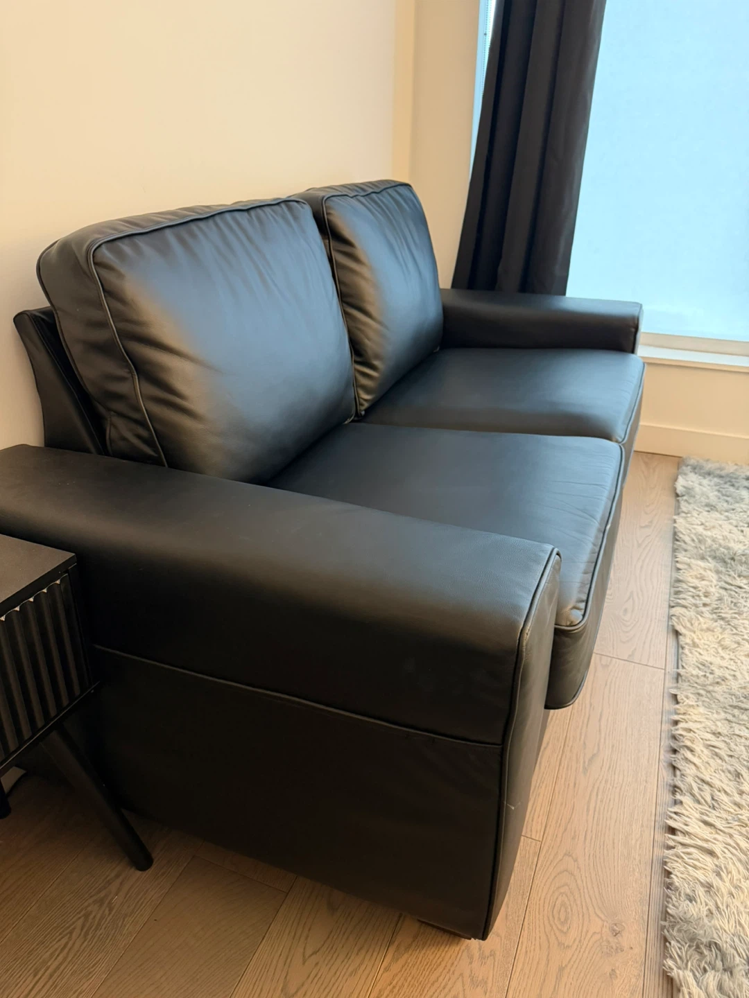 Black Faux Leather 2-Seater Sofa - photo 2