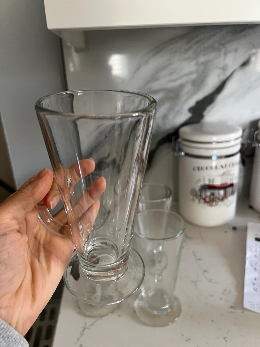 Set of 4 Clear Glass Footed Coffee Mugs - photo 2