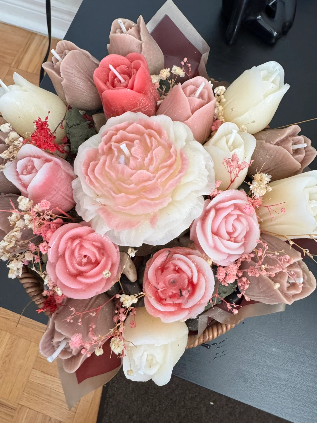 Floral Arrangement Candle Basket