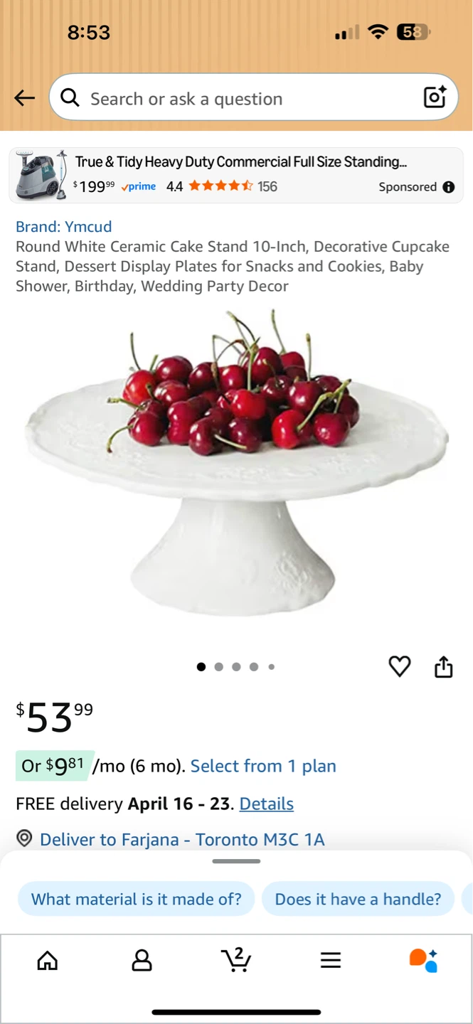 BPFY 10-Inch Round White Ceramic Cake Stand - photo 3