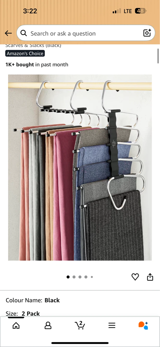 Black Multi-Layered Pants Hanger - 2 Pack