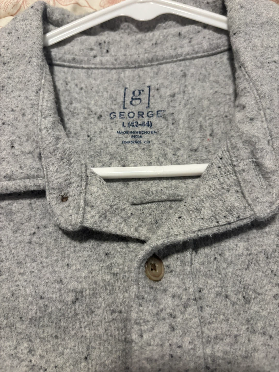 George Men's Speckled Gray Long Sleeve Button-Up Shirt Size L - photo 5