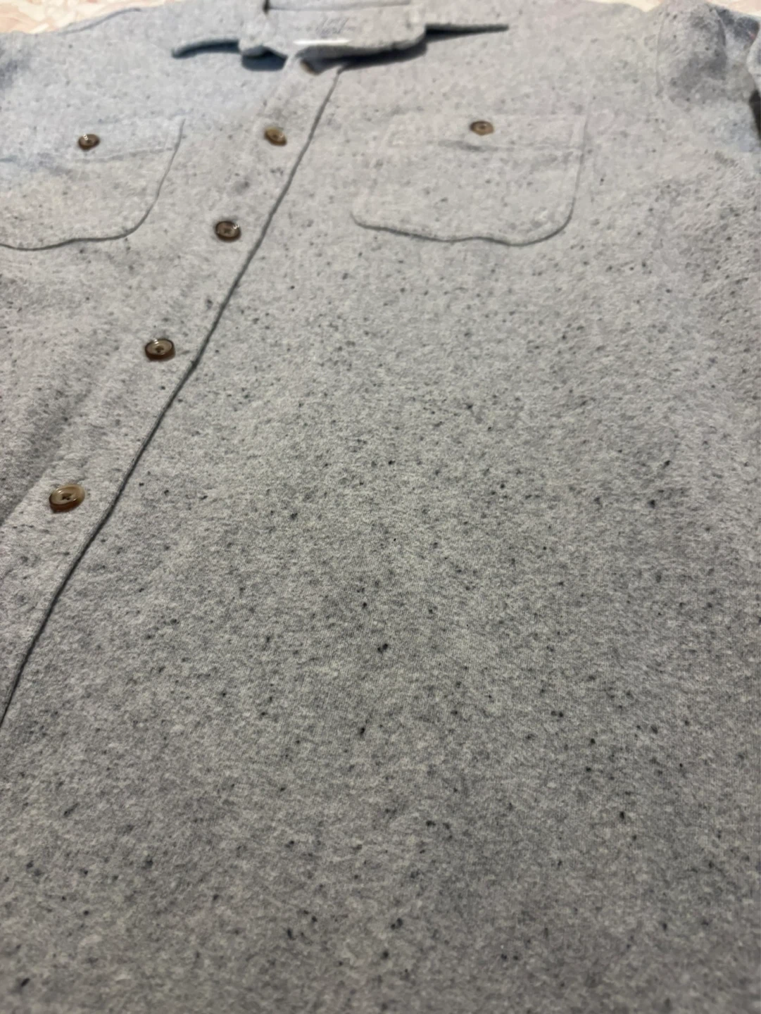 George Men's Speckled Gray Long Sleeve Button-Up Shirt Size L - photo 3