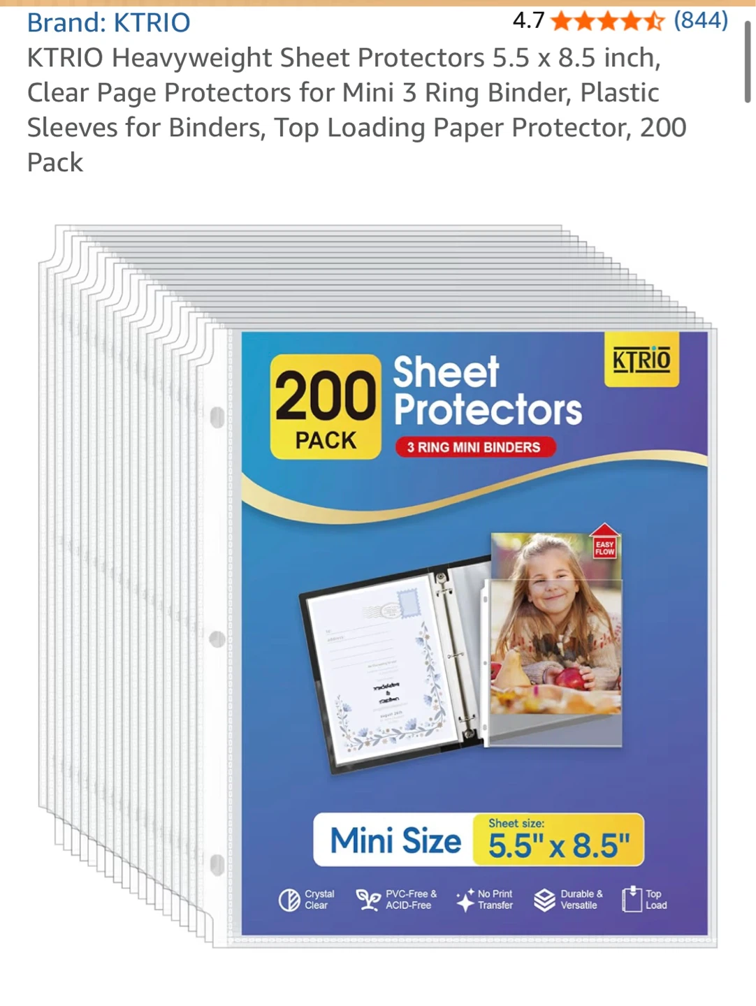 KTRIO Sheet Protectors - 500 Pack - Letter Size - photo 4