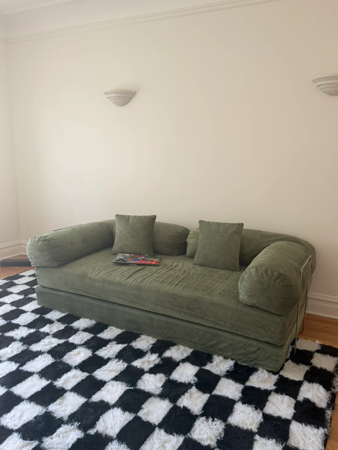 Fold Out Modular Sofa Bed Convertible Floor Couch - Green