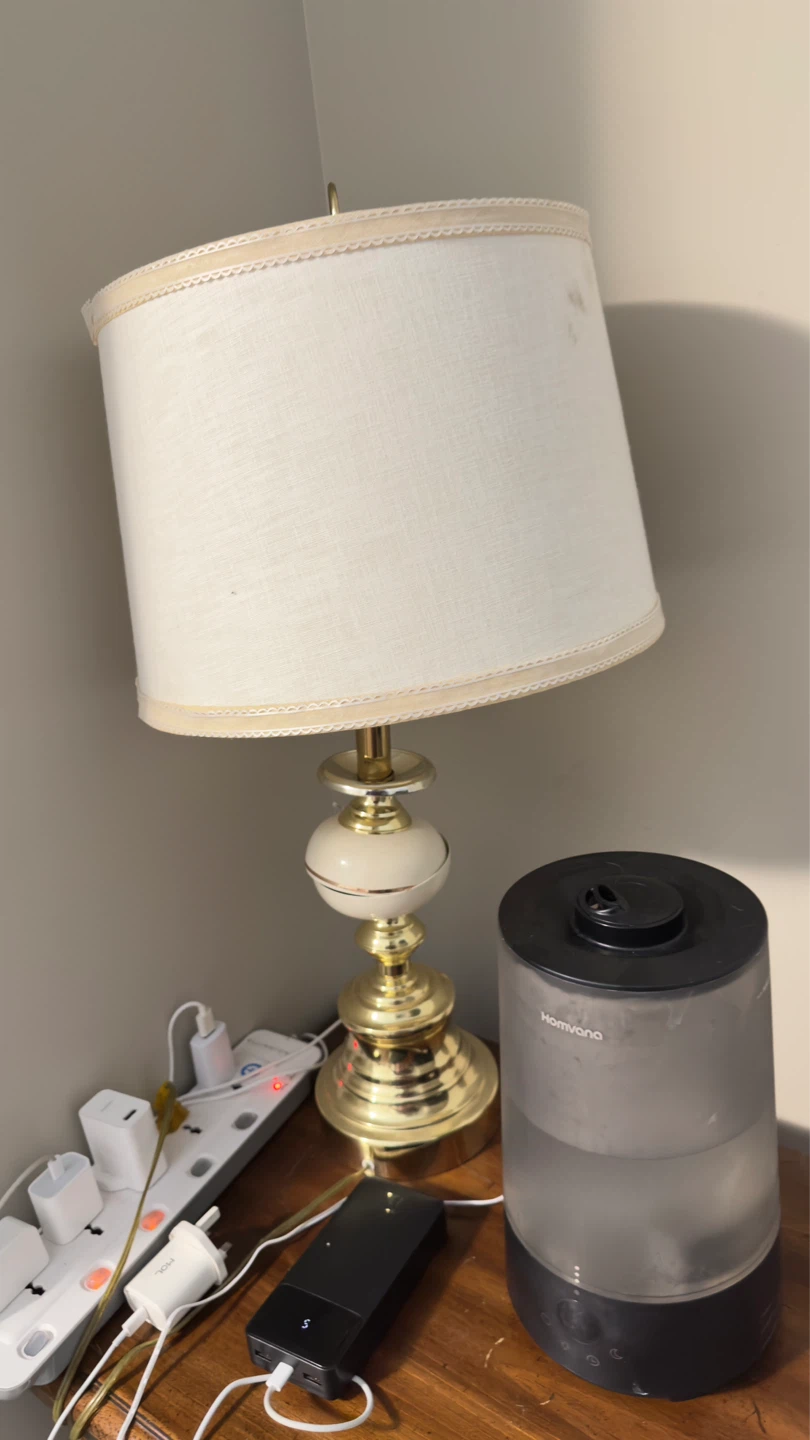 Gold & Cream Table Lamp with White Shade