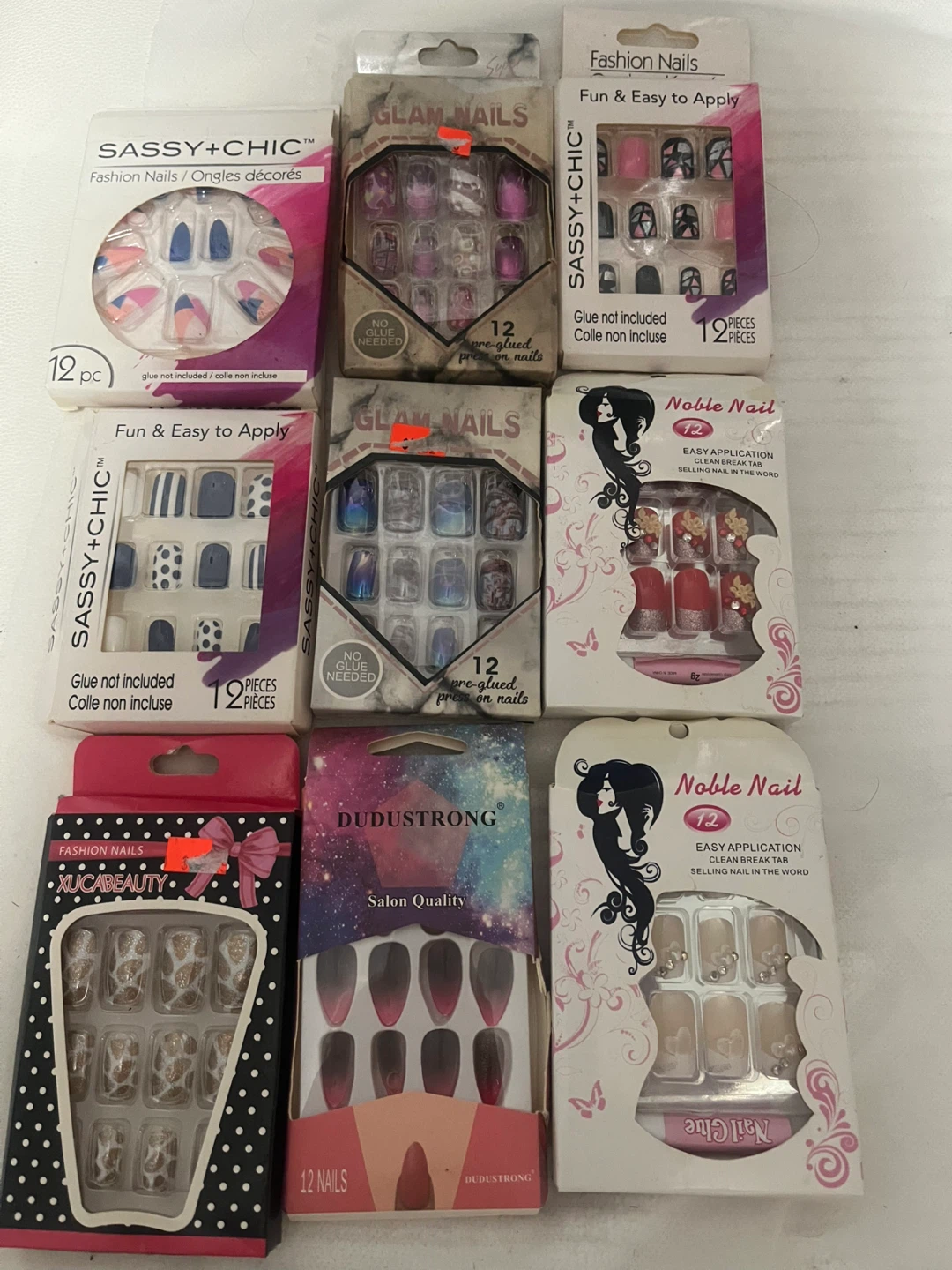 Lot of 9 Fashion Nail Glam Nails