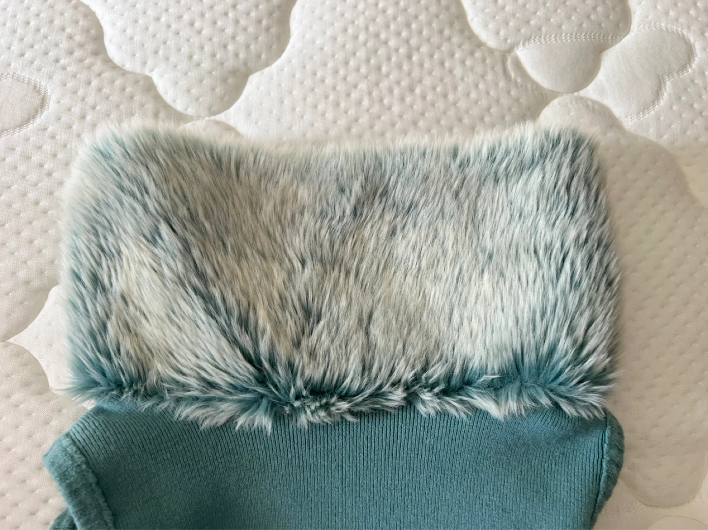 Women's Teal Faux Fur Collar Sleeveless Sweater - photo 3