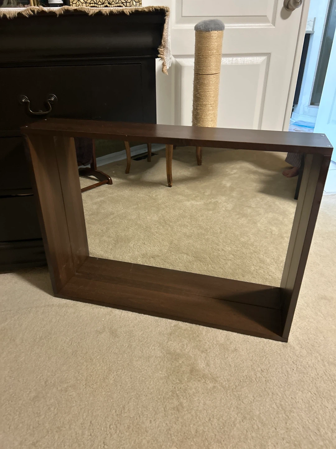 Brown Wooden Floating Shelf with Mirror