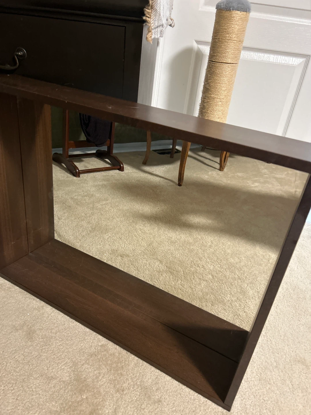 Brown Wooden Floating Shelf with Mirror - photo 2